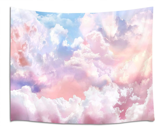 HVEST Pink Cloud Tapestry Colorful Abstract Clouds Natural Landscape Tapestries Wall Hanging for Bedroom Living Room Teen Dorm Indie Decor Poster Blanket,80x60 Inches
