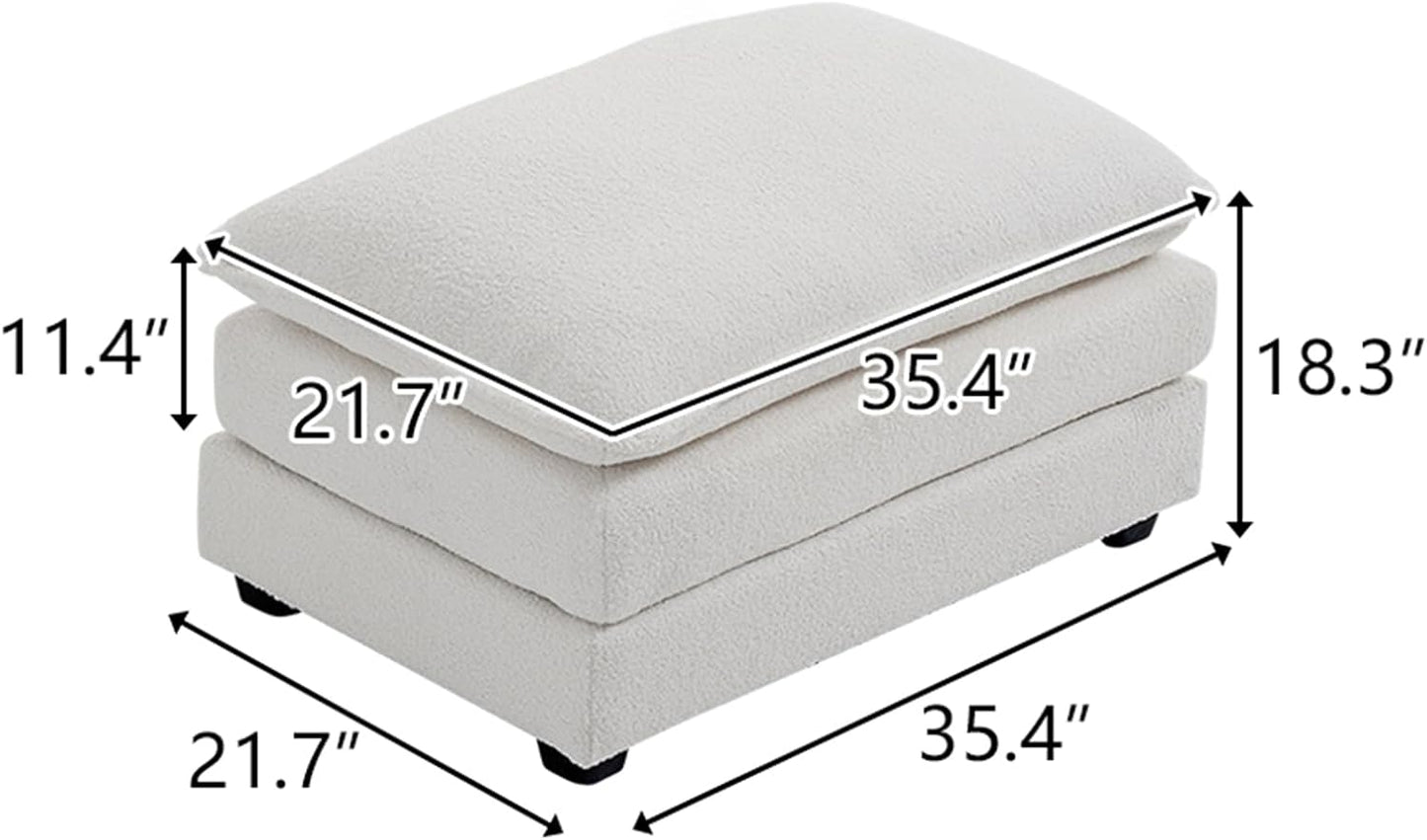 Karl home Modular Ottoman for Sectional Sofa, Teddy Fleece Comfy Upholstered Furniture for Living Room, Apartment, Studio, Office, (Ottoman, Teddy Beige)