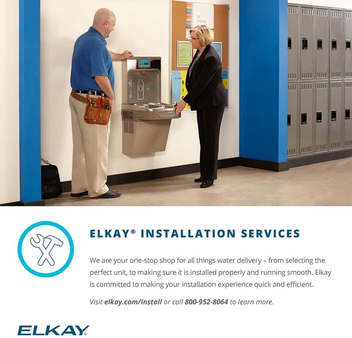 Elkay LZO8WS EZH2O Refrigerated Single Drinking Fountain with Bottle Filling Station and Hands Free Activation - Stainless Steel