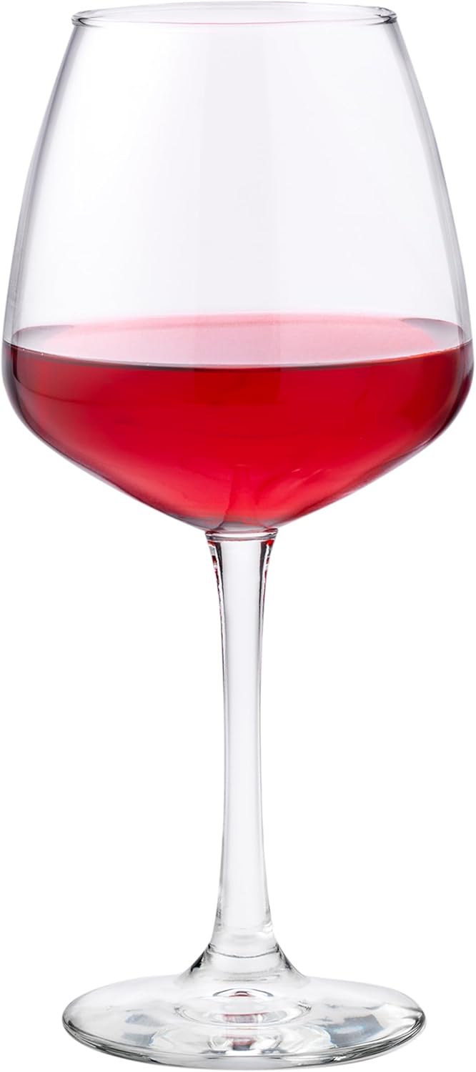 Libbey Vina Diamond Balloon Wine Glasses Set, Unique Angular Red Wine Glasses Set of 12, Large, Elegant Glass Wine Glasses for Celebratory Events