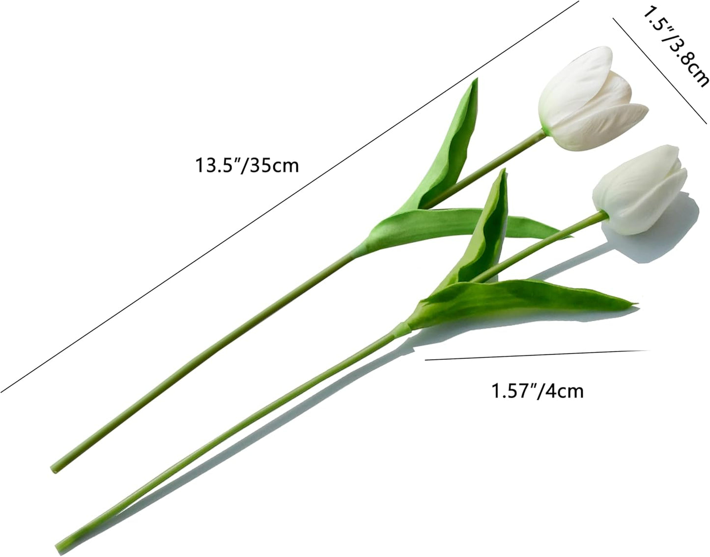 Mandy's Artificial Tulips 12 Stems White PU Faux Flowers for Wedding Home Decor 13.5 Inch