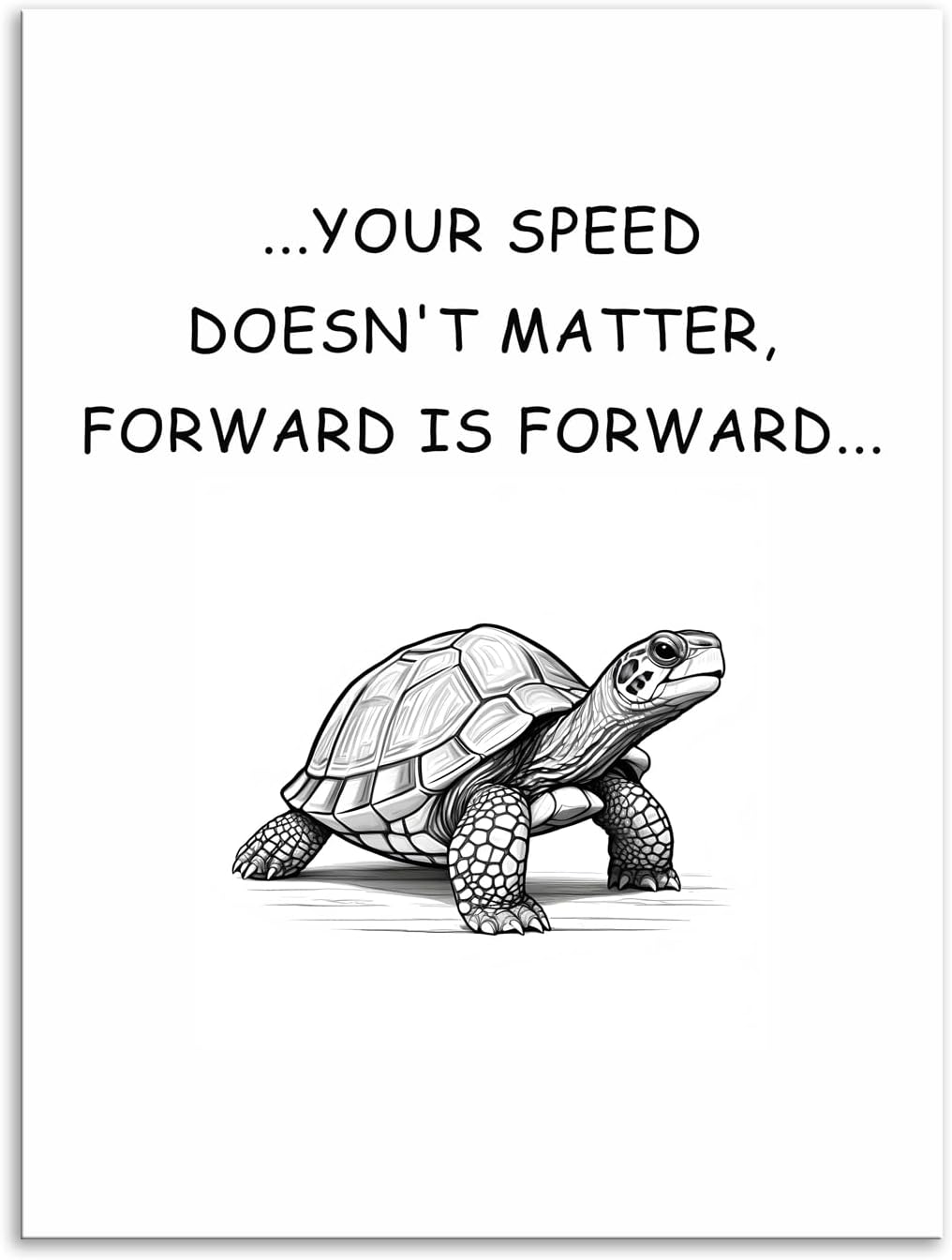 Motivational Wall Art Turtle Quote ‘SPEED DOESN'T MATTER, FORWARD IS FORWARD...’ Inspirational Canvas Poster Printed Modern Artwork for Office School Home Decor Framed Ready to Hang[18" W X 24" H]