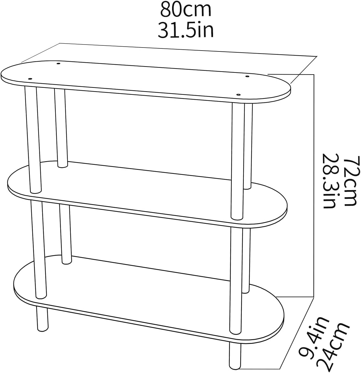 Clear Bookshelf, Acrylic Bookcase with Open Book Shelf Console Table for Entryway Office Living Room Bedroom (3 Tier Clear)