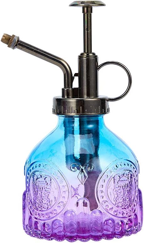Glass Plant Mister Spray Bottle, Vintage Plant Spritzer, Succulent Watering Bottle with Top Pump, Small Plant Sprayer Mister Watering Can for Indoor Outdoor House Plant - Blue Purple Gradient