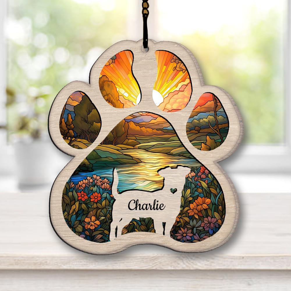 Personalized Porcelaine Suncatcher Dog Memorial Gifts, Custom Porcelaine Ornament Christmas Tree, Pet Remembrance Gift, Loss of Dog Sympathy Gift, Pets Memorial Ornament, Pet Loss Suncatcher