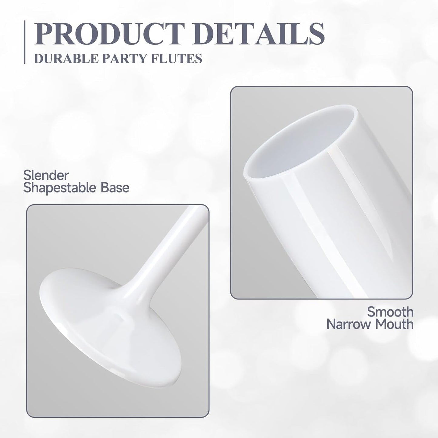 XUWAIDSGN Acrylic Champagne Flutes Toasting Glasses Unbreakable Mimosa Bar Reusable Wine Glasses Vintage Champagne Flutes Stemmed Drinking Cups 5.4 OZ for Christmas Birthday (100, white)