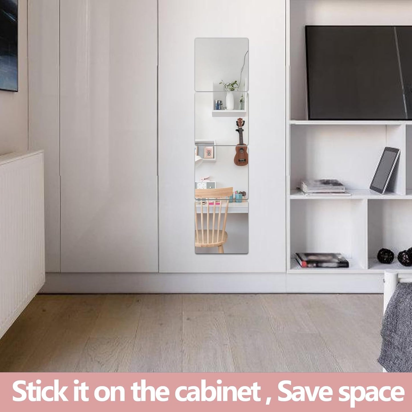 Unbreakable Wall Mirror Full Length,Over the Door Mirror for Bedroom,4Pcs 10inchx10inch Acrylic Mirror Kids,Shatterproof Plexiglass Long Mirrors,Children Non Glass Stick on Mirrors Tiles self adhesive