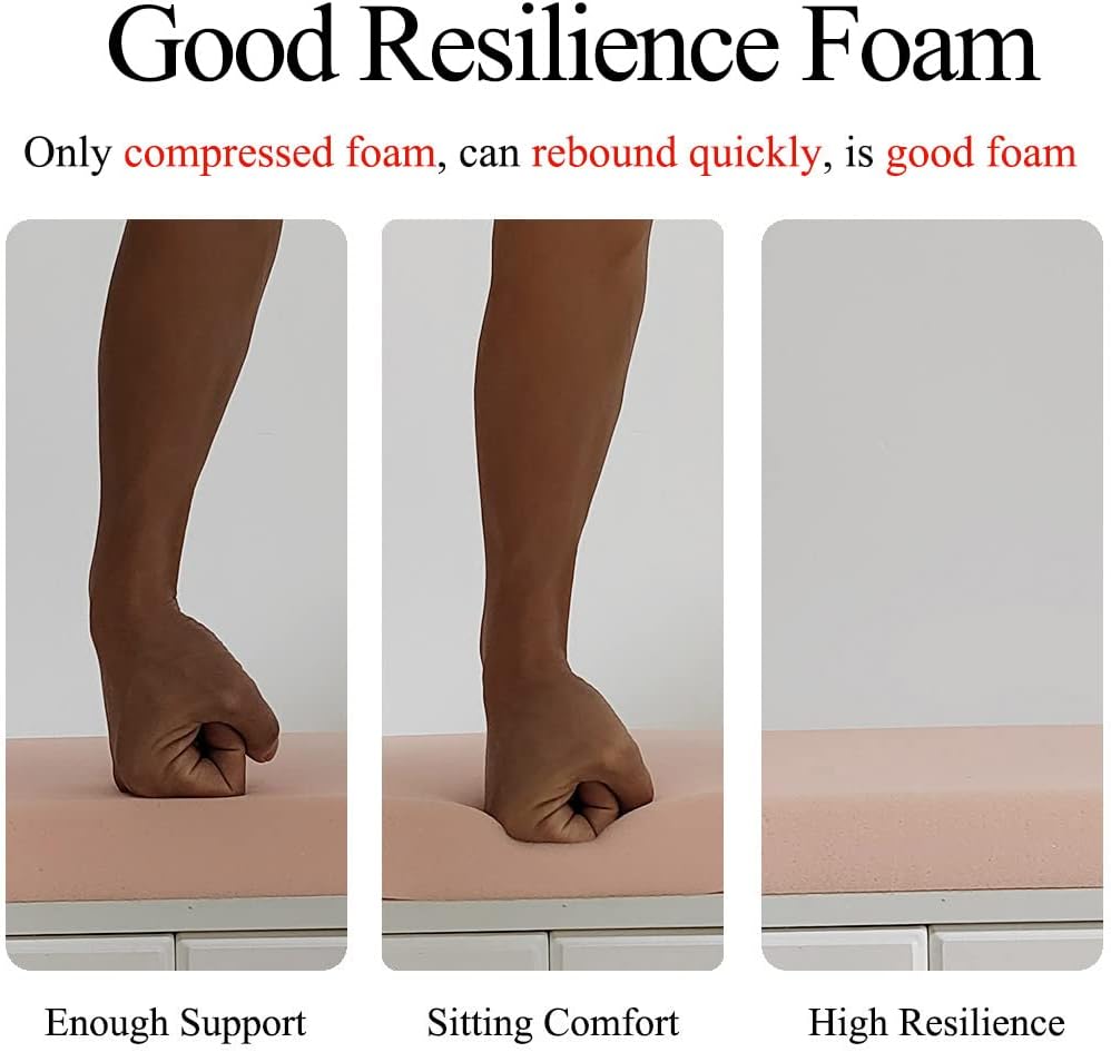 Chair Cushion for Dining Chairs with Ties Non Slip Memory Foam Kitchen Room Chair Pads for Outdoor Patio Furniture 4 Pack, Khaki