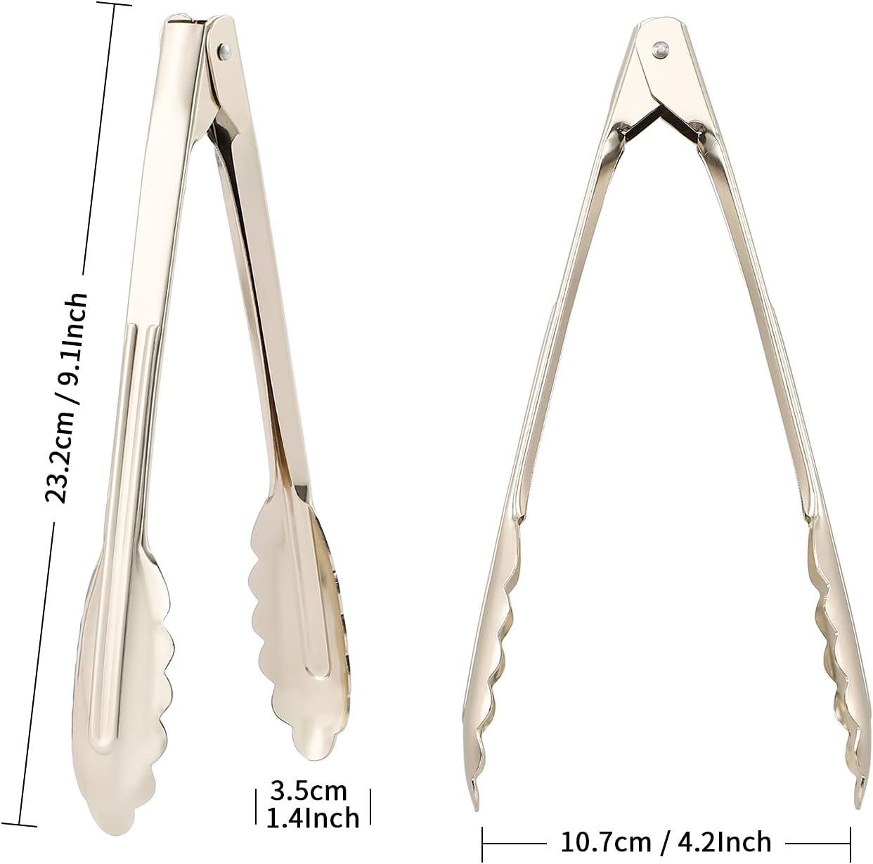 MSY BIGSUNNY 9 Inch Food Tongs for Cooking and Serving- Aluminum Kitchen Utensil - Set of 3 (silver)