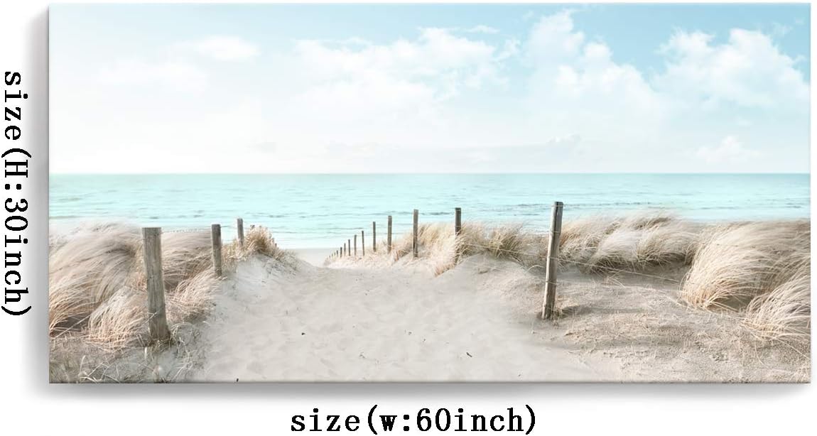 Large Canvas Wall Art Sky Beach Painting Picture Print on Canvas Framed Wall Art for Living Room Wall Decor for Bedroom Modern Coastal Landscape Room Decorations Artwork Size 60x30 Ready to Hang