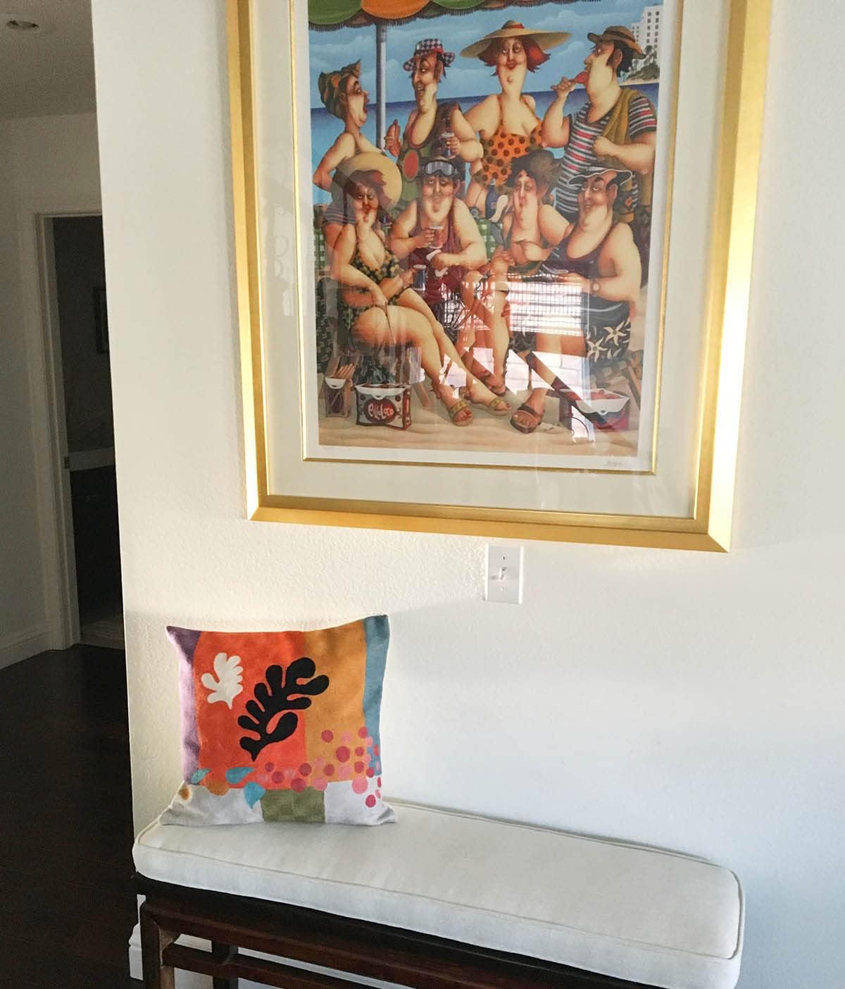 Matisse Coral Pillow Cover | Orange Modern Pillows | Modern Chair Cushion| Farmhouse Pillows | Flower Outdoor Pillow | Mid Century Chair Cushion | Hand Embroidered Wool Size 18x18