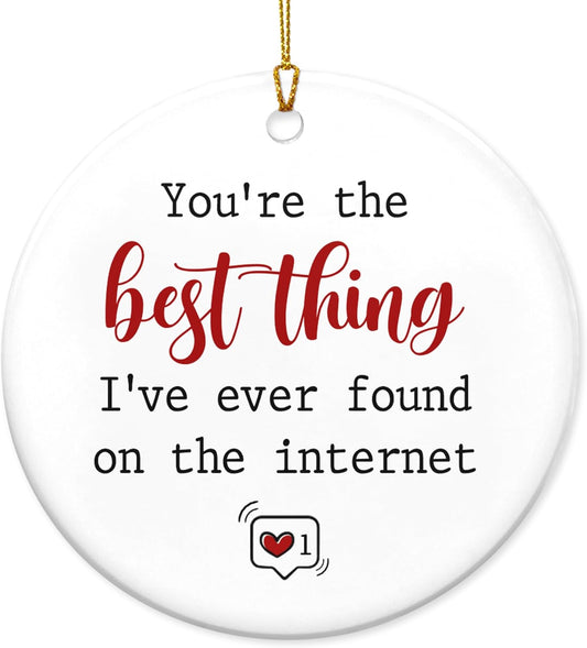 TEEZWONDER Couple Gifts for Men, Women - Christmas Ornaments 2024, Anniversary, Birthday Gifts for Him, Her, Long Distance Relationship Gift for Couples - Christmas Decorations Ceramic Ornaments