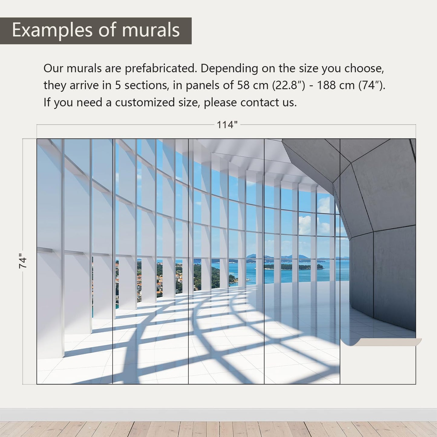 AFZEVEB-3D Blue Seascape Wallpaper Space Wall murals for Bedroom 114"x74" (Not Peel and Stick)