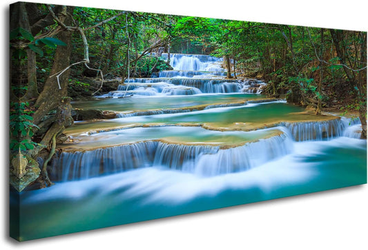 DZL Art S75275 Canvas Prints Wall Art Forest Waterfall Landscape Forest Scenery Painting Nature Wilderness Photography for Living Room Bedroom Bathroom Home Office Decor