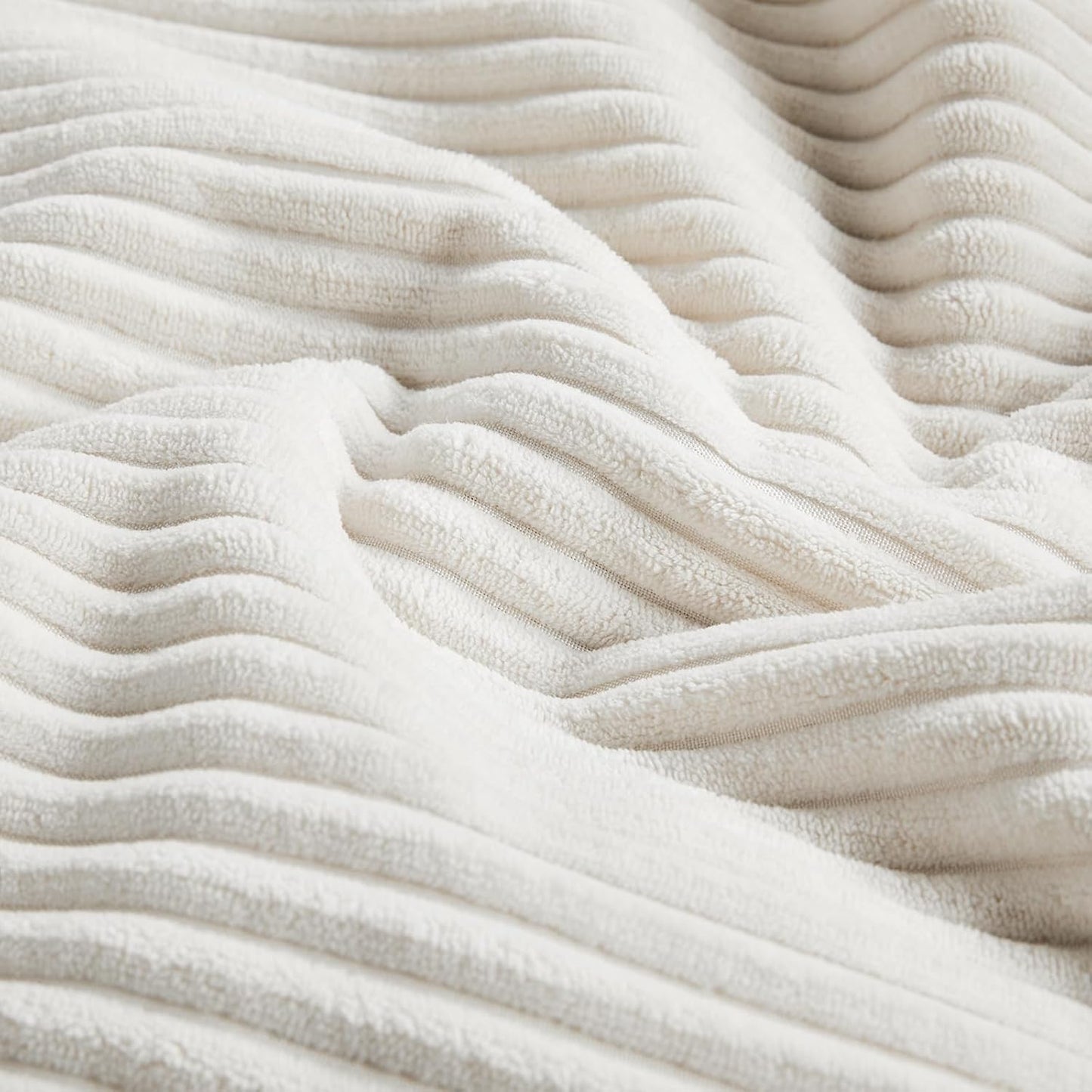 Fancy Homi 2 Packs Cream White Decorative Throw Pillow Covers 22x22 Inch for Living Room Couch Bed, Rustic Farmhouse Boho Home Decor, Soft Corss Corduroy Patchwork Accent Square Cushion Case 55x55 cm