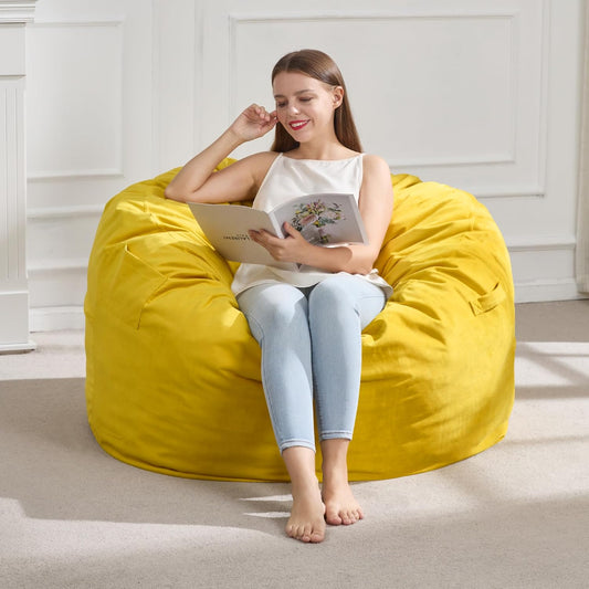 Hobestluk 3FT Bean Bag Chair Giant Bean Bag Chairs for Adults Large Bean Chairs with Removable Cover, Beanbag Chair with Filler, Adult Bean Bag Chairs for Living Room, Bedroom