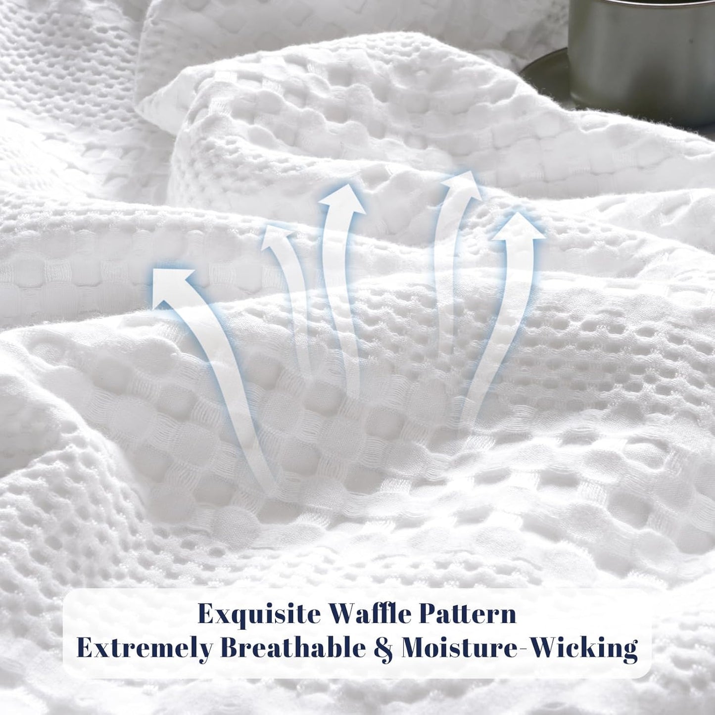 PHF Cooling Waffle Blanket Twin Size, Lightweight 60% Rayon Derived Bamboo & 40% Cotton Breathable Blanket for Hot Sleepers, Soft and Luxury for Bed Couch and Sofa, 66"x90", White