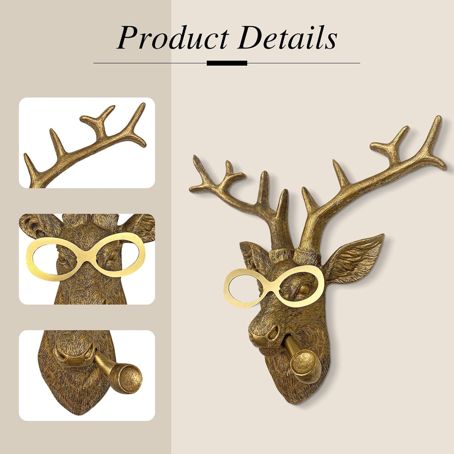 Animal Heads Wall Decor, animal wall art,Resin Animal Head Wall Hanging Decoration for Living Room Bedroom Office Kitchen Gift,5pcs