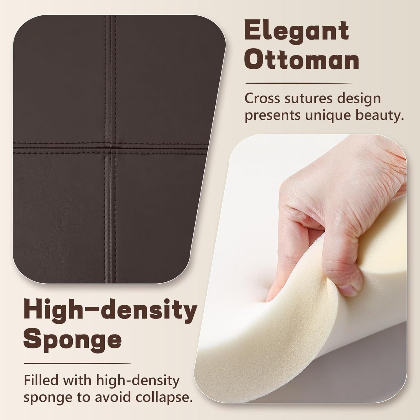 30-Inch Round Storage Ottoman, Modern Ottoman Coffee Table with Removable Top for Living Room, Bedroom, Office (Brown)