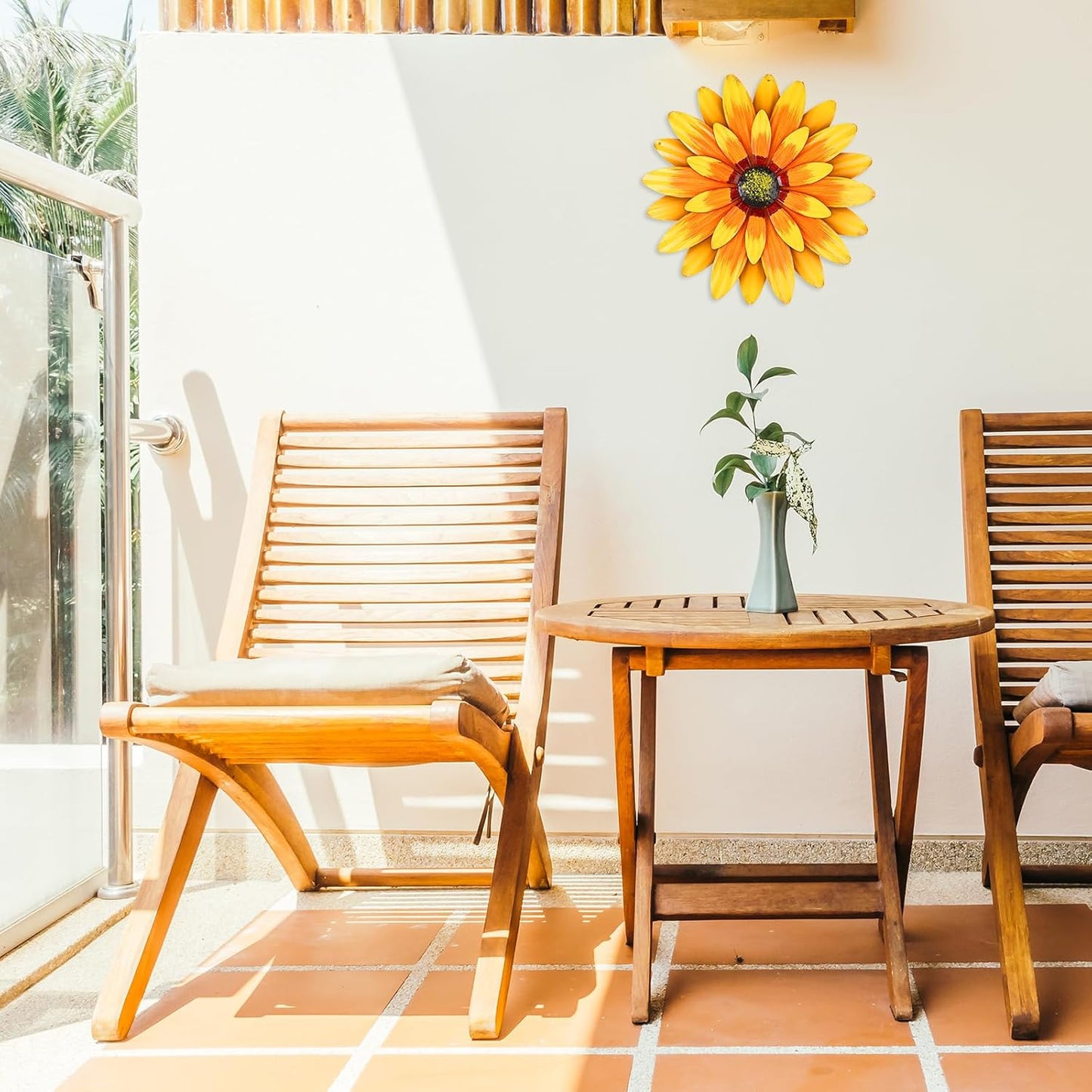 Metal Flowers Outdoor Decor 13" Metal Sunflower Wall Art Decorations Sunflower Wall Decor for Kitchen Living Room Porch Garden Yard