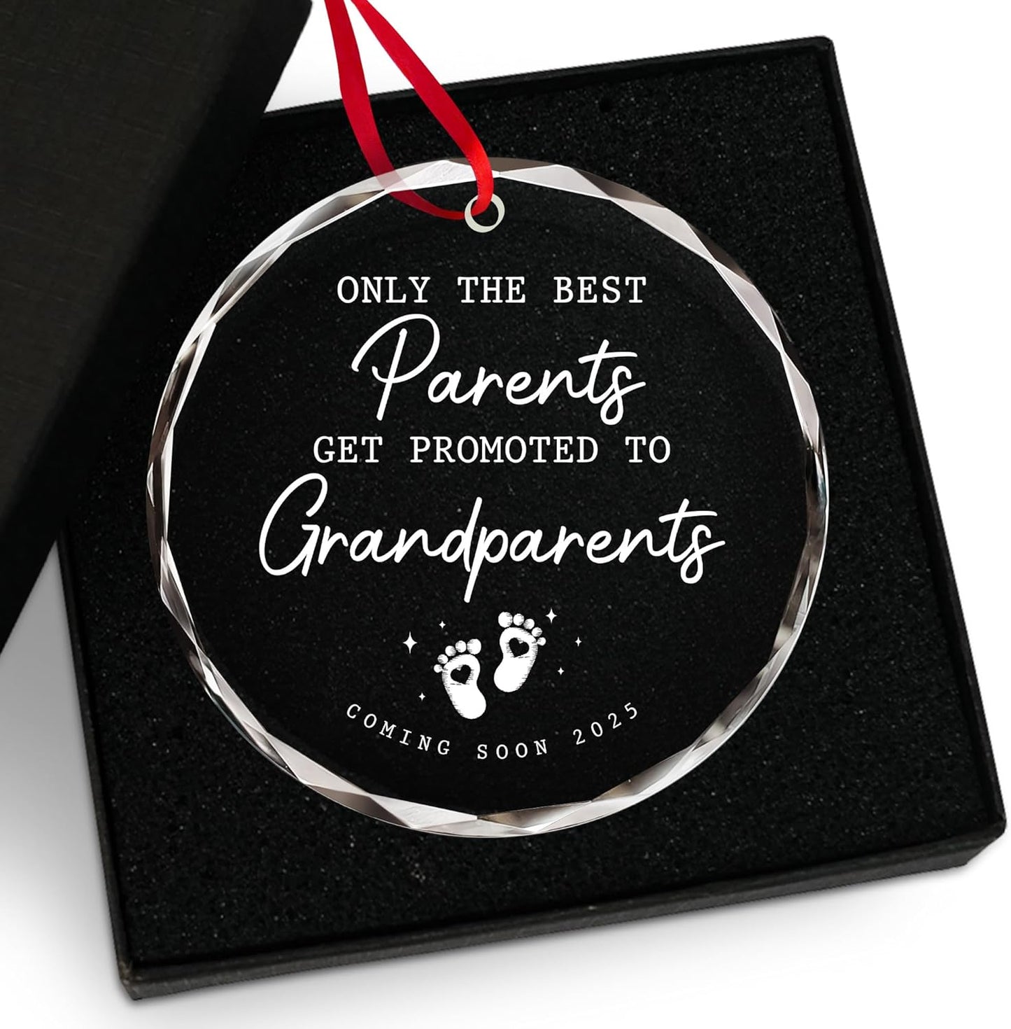 OASSIE Pregnancy Announcement for Grandparents - Christmas Ornaments 2025, Promoted to Grandpa, Grandma, First Time Grandma, Grandpa Gifts for Grandparents - Christmas Decorations Glass Ornaments