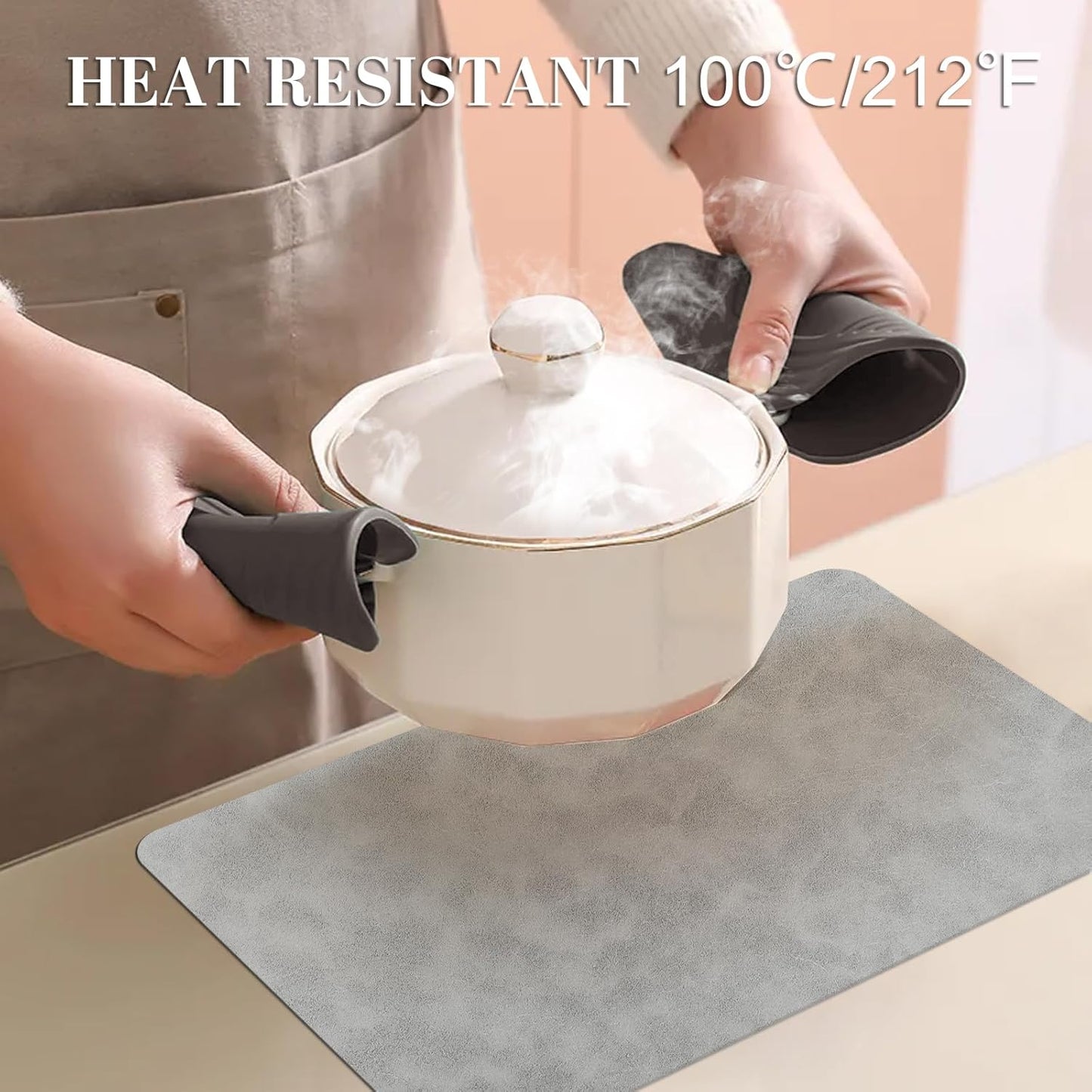 BLESWIN Faux Leather Placemats, PU Dining Table, Waterproof and Oil Resistant Easy to Clean, Heat Resistant Reversible Use Table Mats for Kitchen, Dining Table, Outdoor – 12 × 17 Inch, Light Grey&Blue