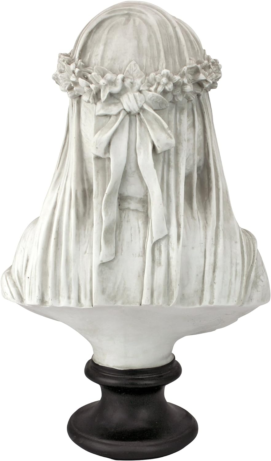 Design Toscano Veiled Maiden Indoor Bust Statue, 9 Inch Wide, 14 Inch Tall, Cast Stone Resin, Antiqued White Finish with a Black Painted Base