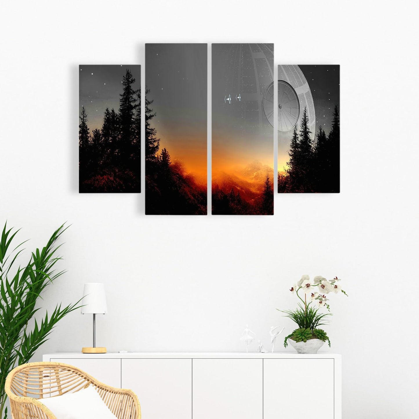 Death Star Inspired Canvas Print Wall Art | Futuristic Space Station Artwork | Smooth Surface Home Decor – Various Sizes (36in x 24in Gallery Wrapped)