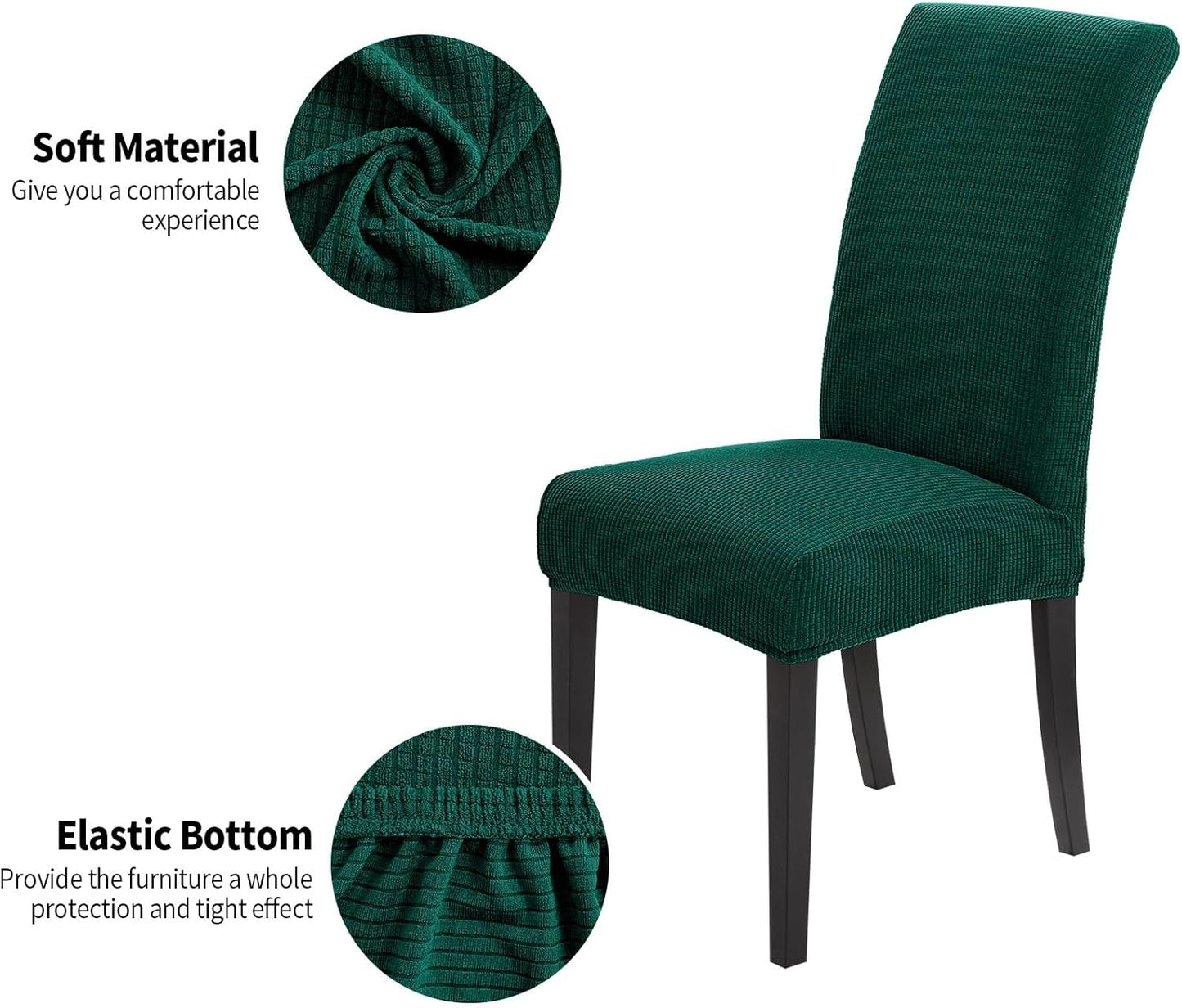 Joccun Chair Covers for Dining Room Set of 8, Dining Chair Slipcovers Stretch Dining Room Chair Covers Seat Protector,Washable Parsons Chair Cover for Home,Hotel,Banquet(Hunter,8 Pack)