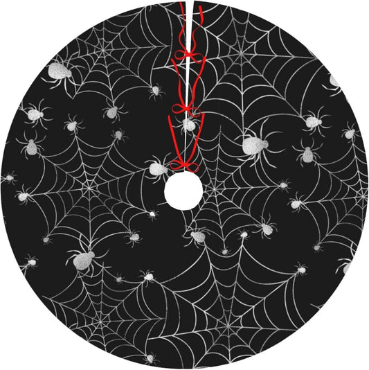 Christmas Tree Skirt,Sliver Spider Web Xmas Tree Skirt Rustic Farmhouse Tree Skirt for Christmas Decor Xmas Holiday Home Party Decorations36