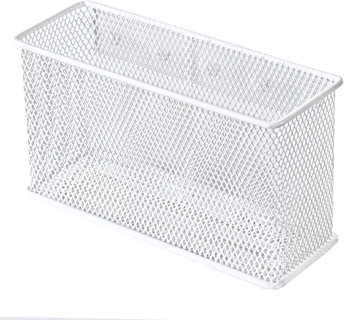 White Magnetic Basket, Magnetic Shelf Pencil Holder for Refrigerator, Wire Mesh Magnetic Bin, Magnetic Organizer Whiteboard Desktop Storage, 6.29"x2.28"x3.54"