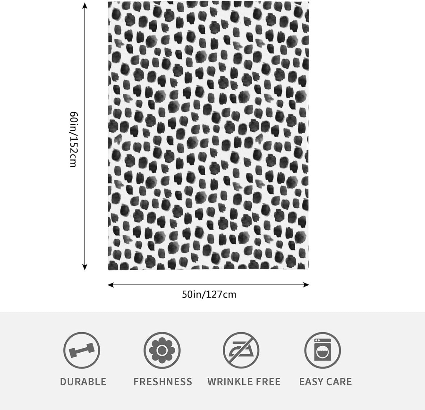 HGOD DESIGNS Watercolor Polka Dot Flannel Fleece Bed Blanket Throw Blanket Lightweight Cozy Plush Blanket for Bedroom Living Rooms Sofa Couch 50"x60"