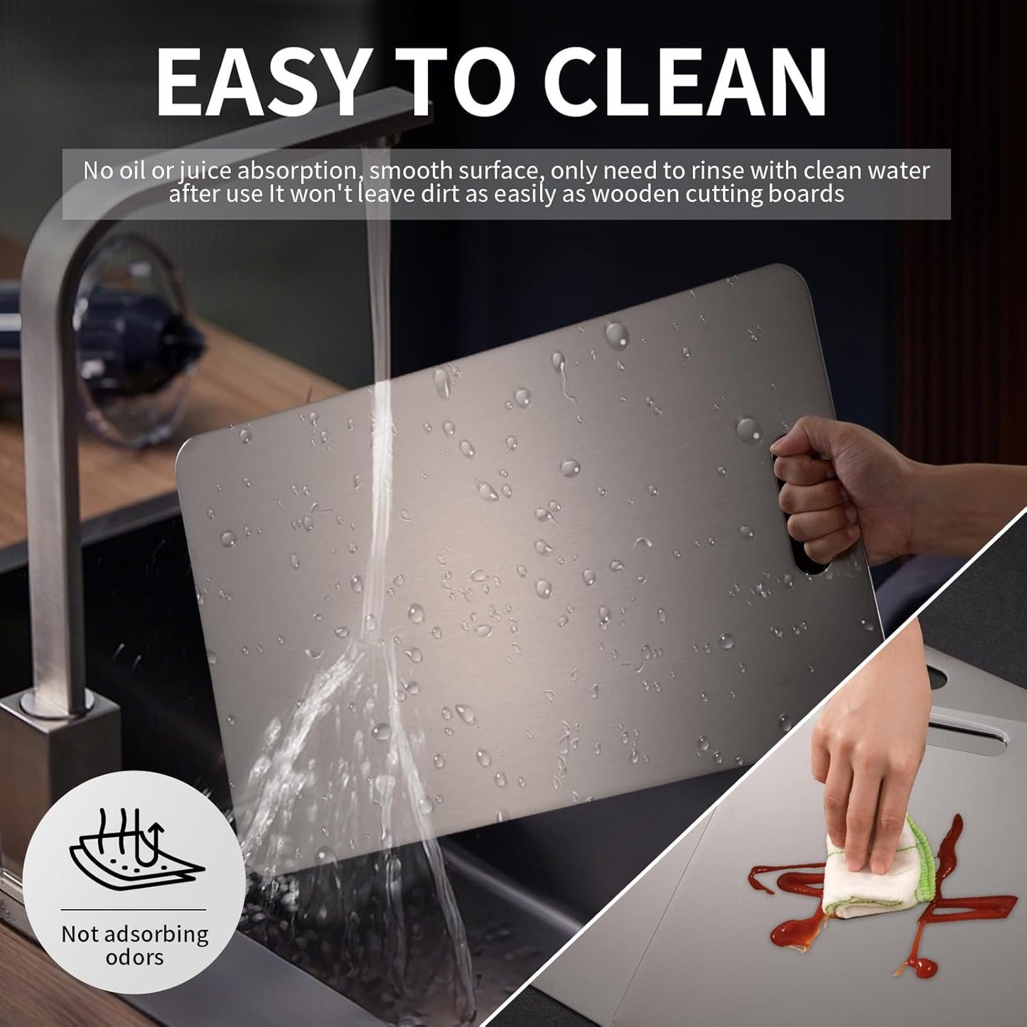 Katuchef Titanium Cutting Board 2025 New Upgrade Pure Titanium Cutting Boards for Kitchen Double Sided Cutting Boards Non Toxic,Hygiene Durable Chopping Board Suitable for Dishwasher Safe(S+M+L)