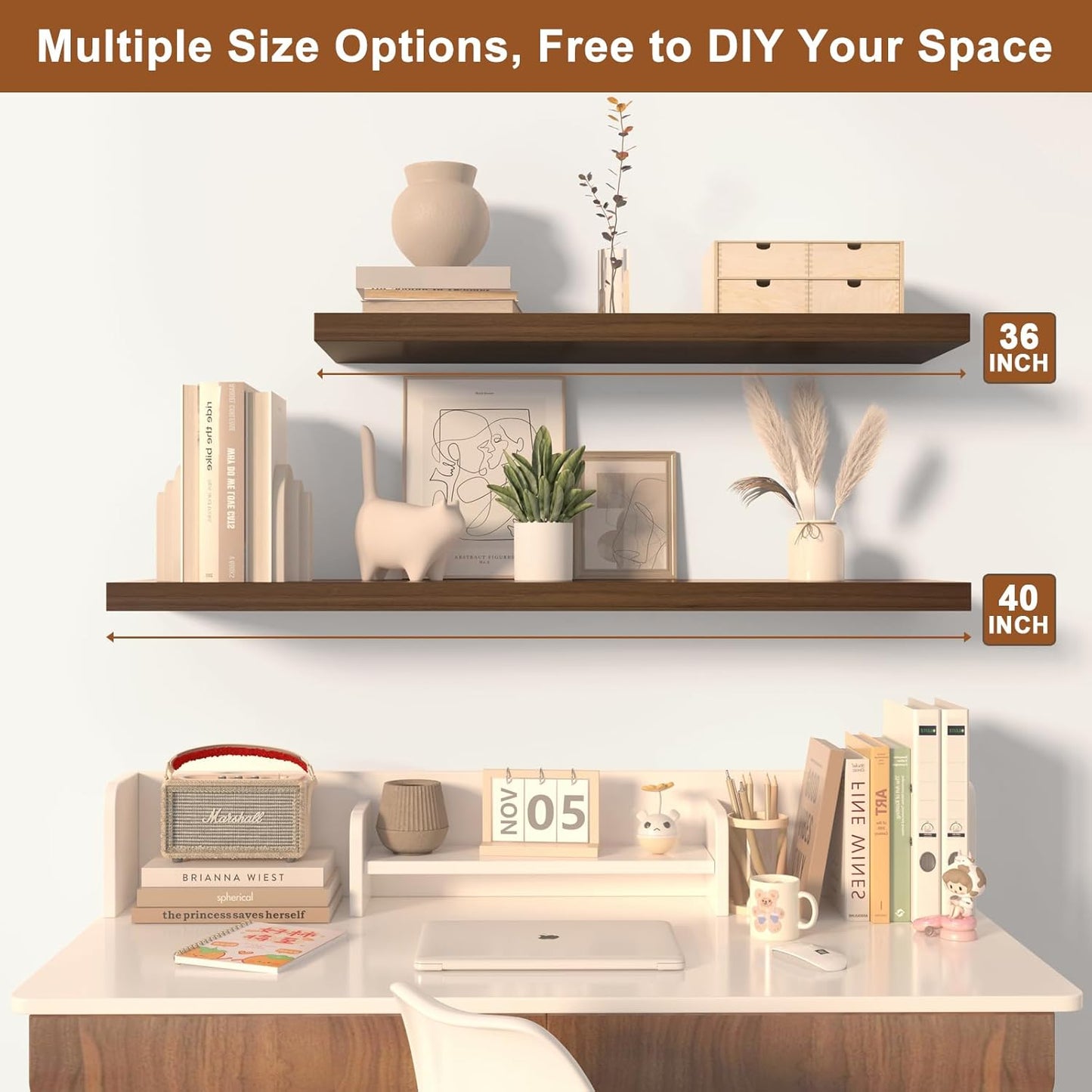 12 Inch Deep Floating Shelves for Wall 1 Pack Floating Shelves Large Storage Space Wall Mount Shelf for Living Room Kitchen Bathroom 30" W x 12" D x 1.2" H Walnut