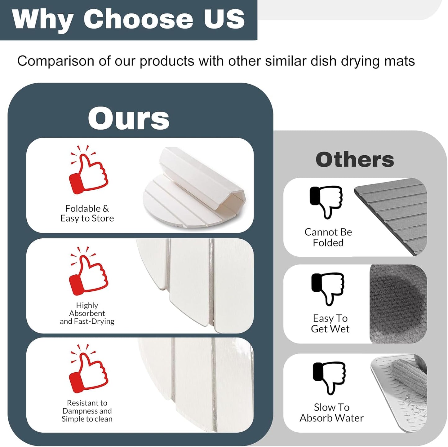 Large Stone Dish Drying Mats for Kitchen Counter, Quick Dry Absorbent Collapsible Dish Drying Mat,Diatomaceous Earth Mats for Dishes Bottles Cups,Match Any Countertop, Elliptical 24 * 16inch