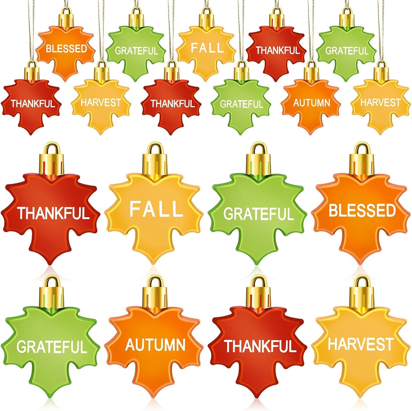 JULMELON 24Pcs Thanksgiving Ornaments, Fall LeavesTree Decorations Autumn Maple Hanging Ornaments with Rope Maple Pendant for Farmhouse Rustic Party Favors Craft Supplies