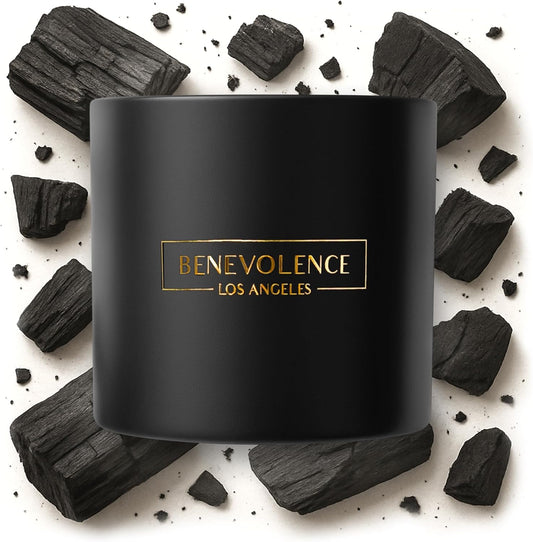 Benevolence LA 3 Wick Candle, Charcoal Large Scented Candle | Soy Candles | Gifts for Women and Men | Home Fragrance | Aromatherapy | Bathroom Freshener 14.5 Oz, 45 Hour Burn