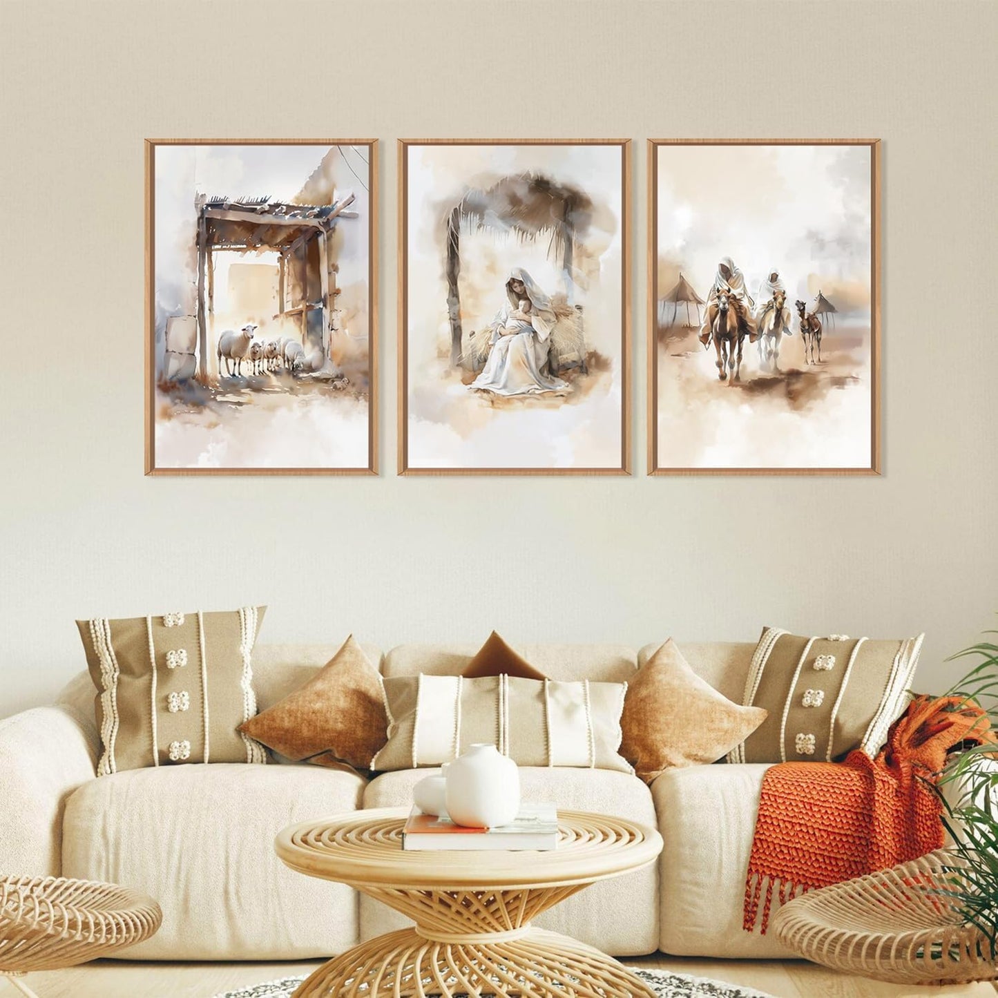 HPINUB Jesus Easter Framed Canvas Wall Art Set,Large Religious Christian Bible Verse Wall Decor,Resurrection Sunday Artwork for Living Room,Church Christian Easter Gift-16"x24"x3