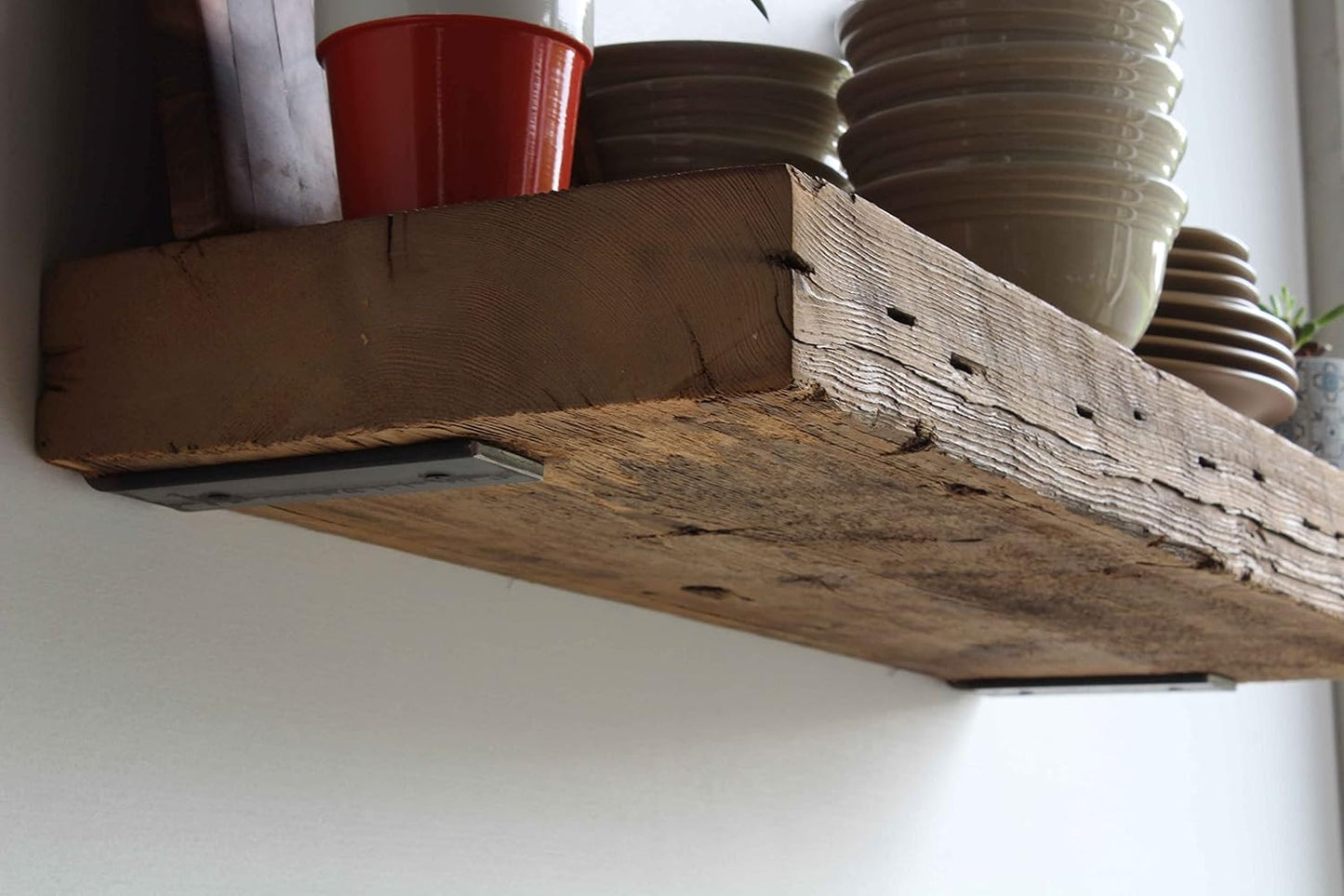 Urban Legacy Deep Floating Shelves | Reclaimed Barn Plank Deep Floating Shelves with Low Profile Brackets | High Weight Capacity (36" x 11" x 2")