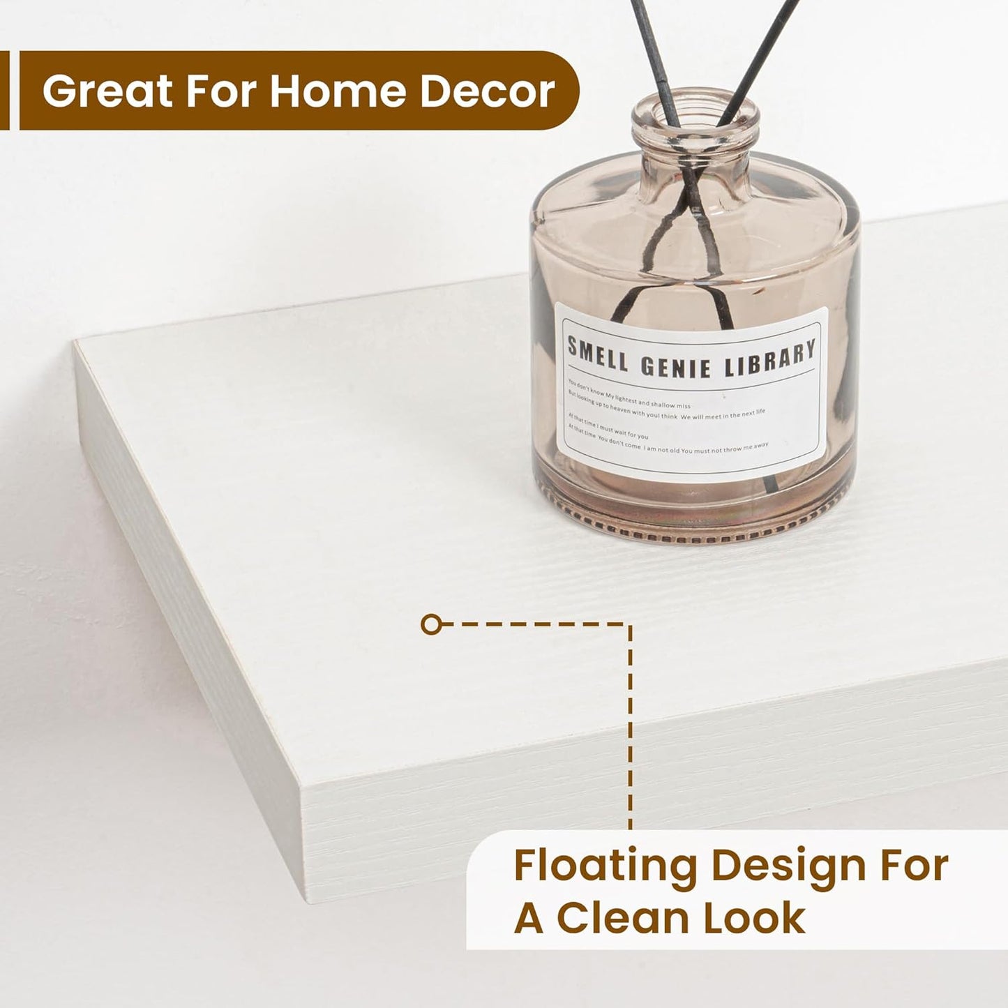 Fun Memories 24 Inch Floating Shelves for Wall, 9 Inch Deep White Rustic Wood Wall Mounted Shelves for Bathroom, Kitchen, Living Room, Set of 2