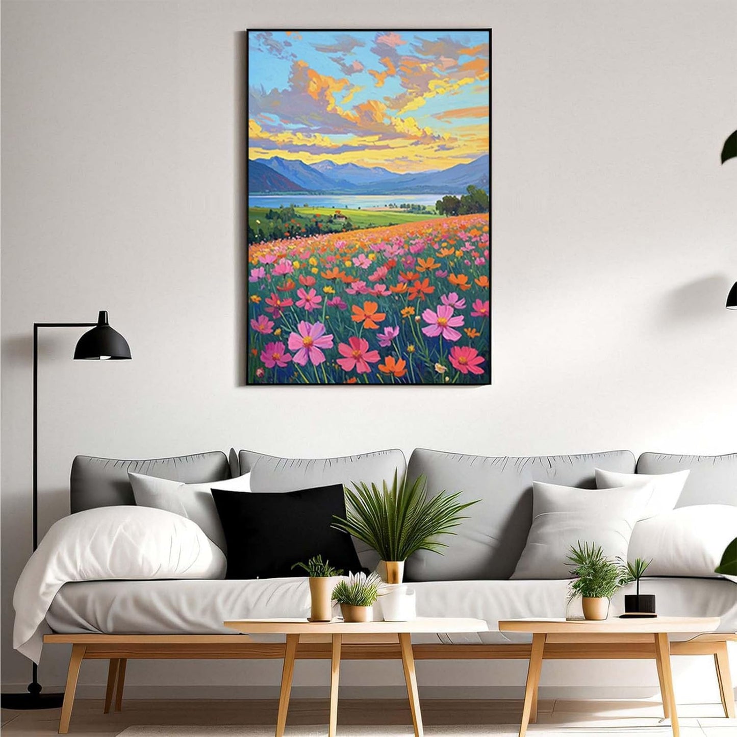 Colorful wildflowers field scenery poster artwork wall decoration wildflowers everywhere wall painting suitable for bedroom home office
