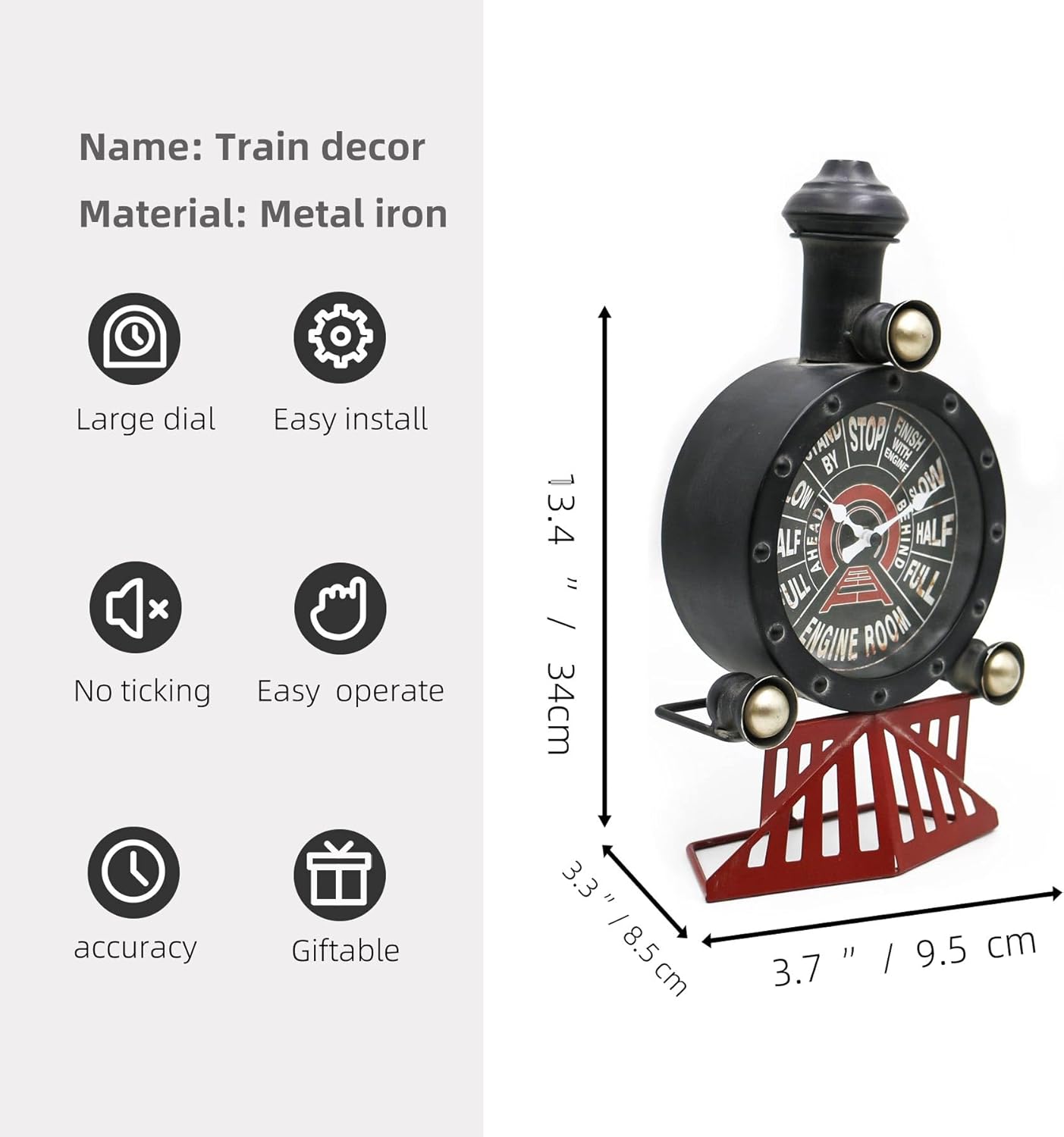 YOUKI Vintage Train Wall Decor,Steampunk Clock,Train Gifts for Men,Man Cave Clock,Wall Art for Office Bedroom