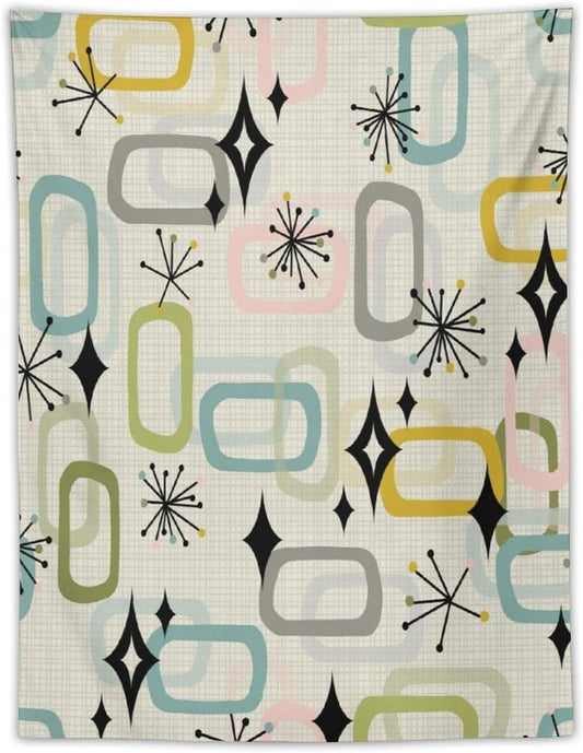 ICMOLYYENLO Boho Medieval Cat Tapestry, Abstract Atomic Starburst Geometric Aesthetic Art Wall Hanging For Bedroom Living Room Dormitory 50x60 Inches