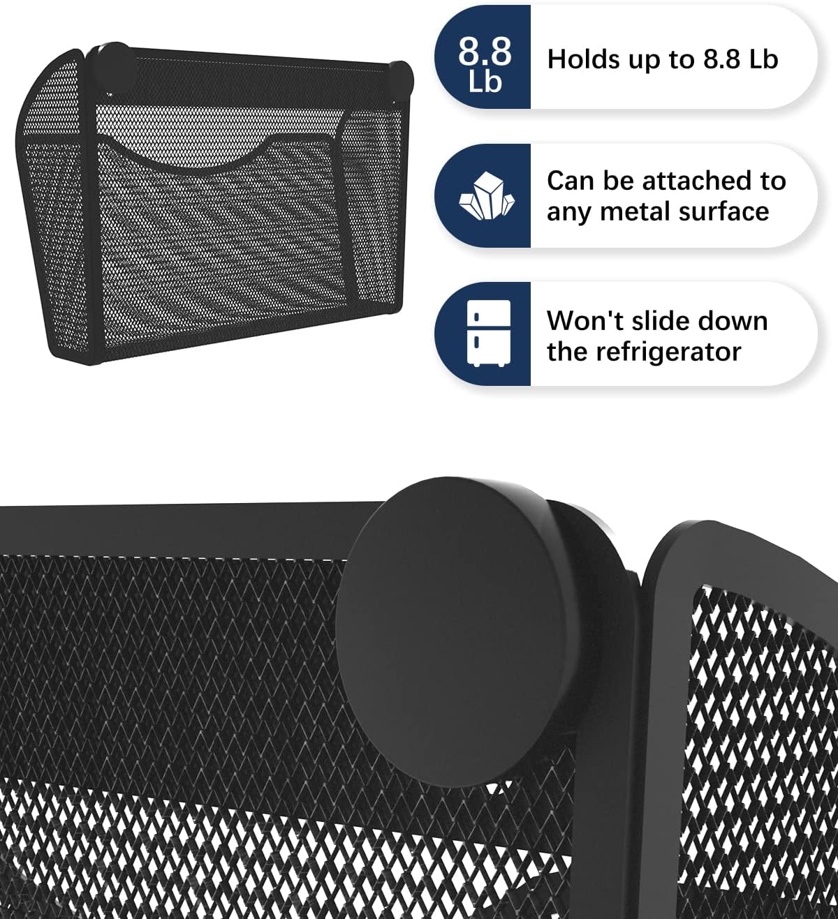 2 Pack 1-Tier Magnetic File Holder - No Drilling Installation File Organizer, Large Capacity Magnetic File Holder for Refrigerator, File Cabinets, Whiteboard, Office, Kitchen