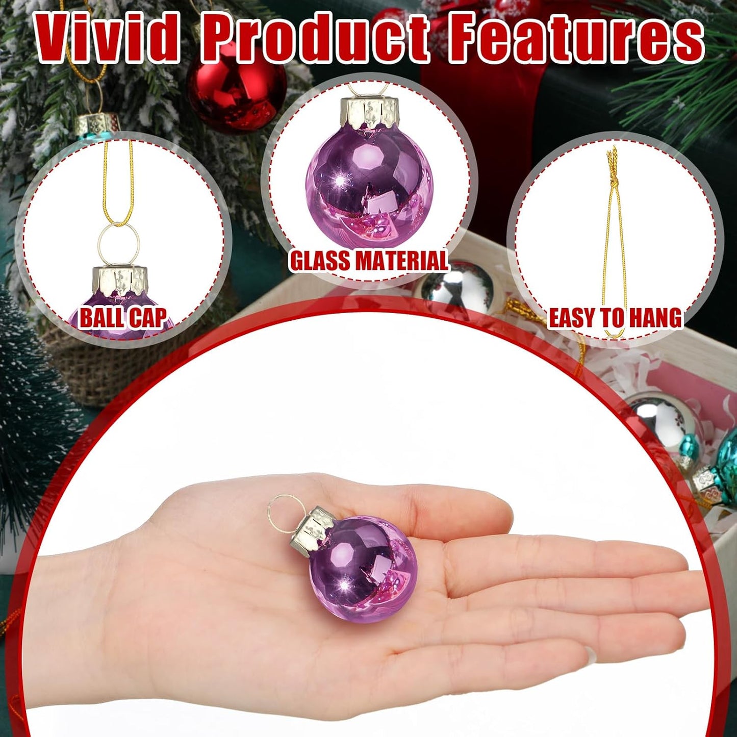 Tioncy 32 Pcs 1 Inch Mini Glass Christmas Ornaments Balls Shiny Christmas Balls Tiny Tree Hanging Decoration Small Colorful Ball Pendant for Xmas Party Supplies(Multi Colors)