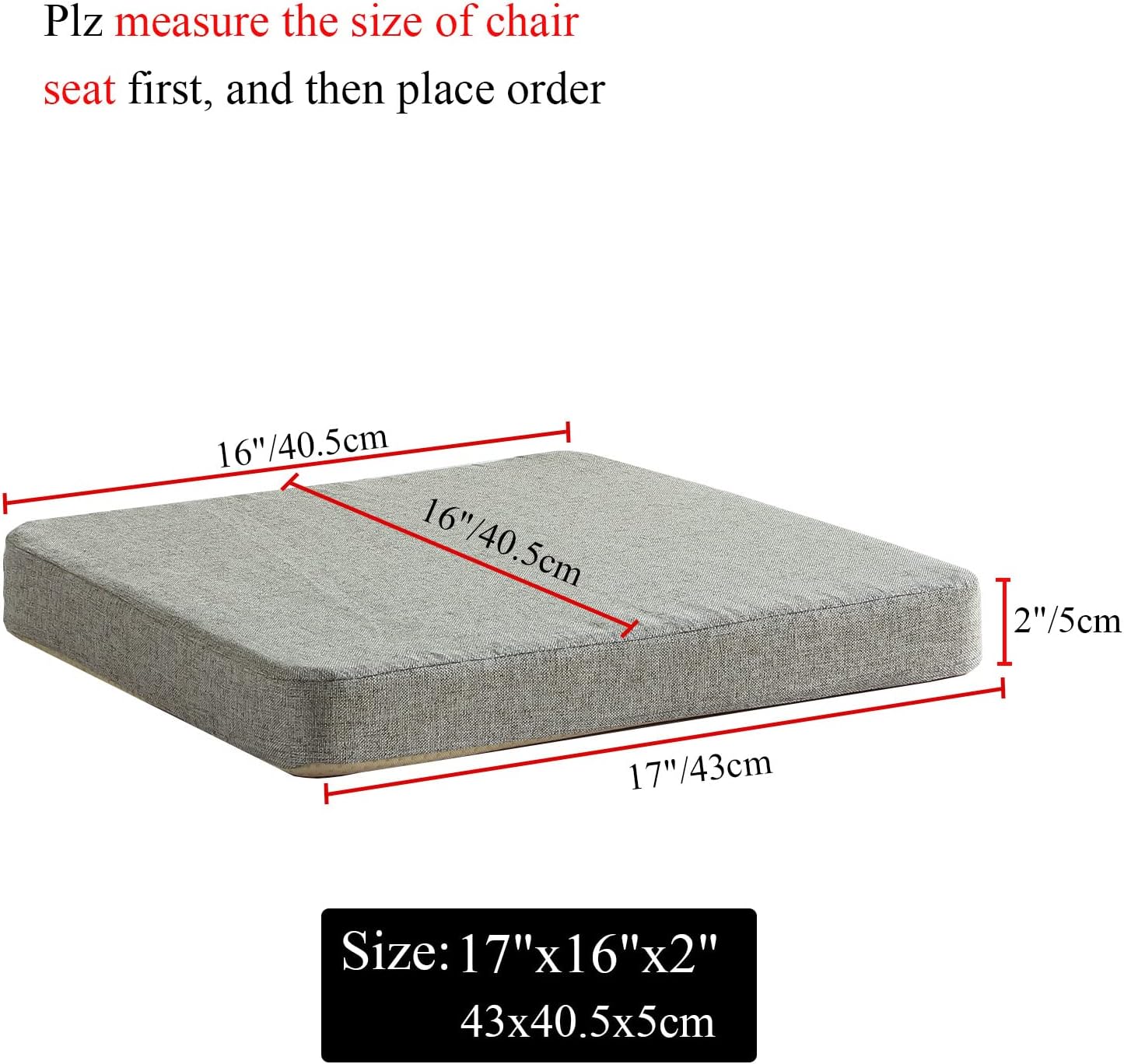 Chair Cushion for Dining Chairs with Ties 4 Pack Non Slip Memory Foam Kitchen Room Chair Pads 17x16 Inch, Beige