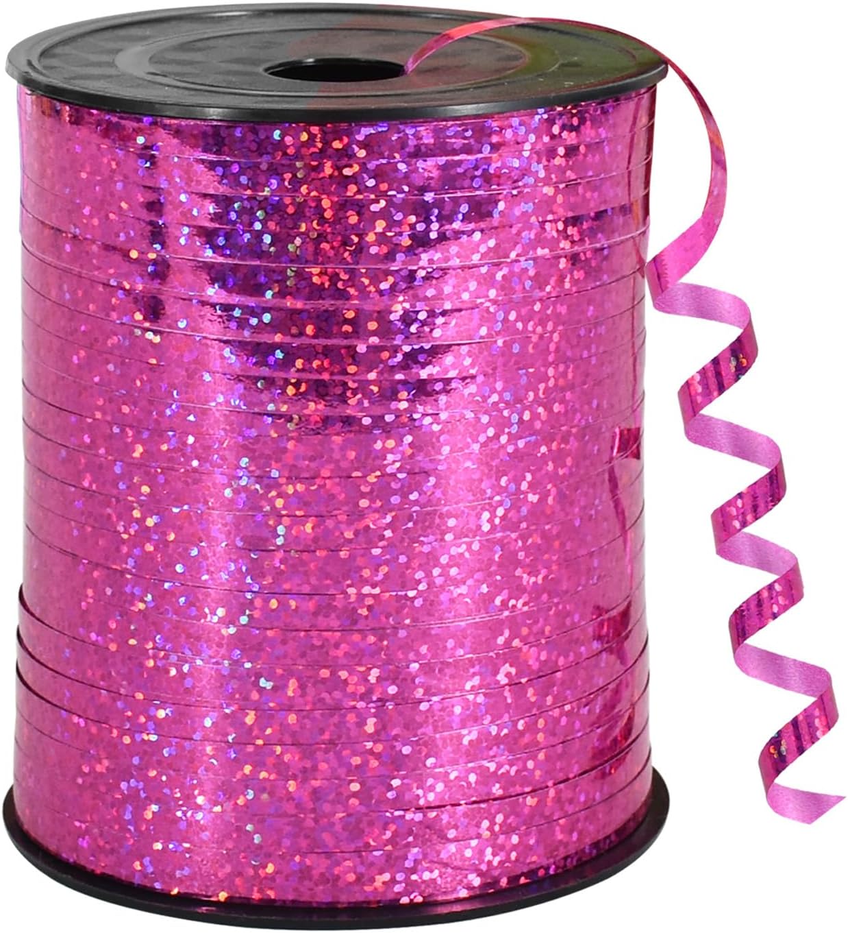 BEISHIDA 500 Yards Hot Pink Crimped Curling Ribbon Shiny Metallic Balloon String Roll Gift Wrapping Ribbon for Party Festival Art Craft Decor Florist Flowers Decoration