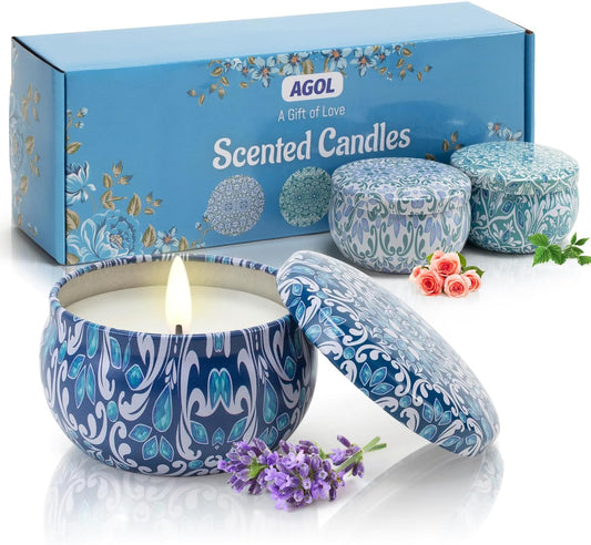 3 Pack Scented Candles Gift, 2.5 oz Aromatherapy Candles for Home Scented, Natural Soy Candles Stress Relief Gift for Women, Portable Small Jar Candles Set Gifts for Mother's Day, Birthday