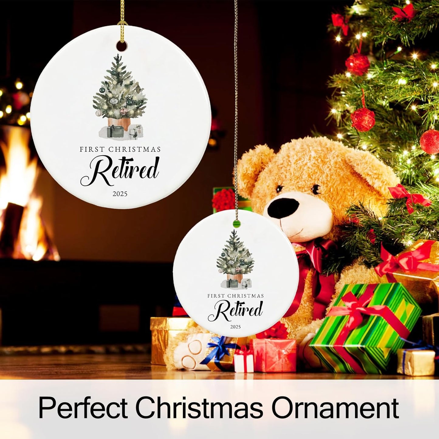 Retirement Christmas Ornament 2025, Retirement Gifts for Women 2025 Coworker, Ceramic Keepsake First Christmas Retired Ornament 2025 with Ribbon and Box
