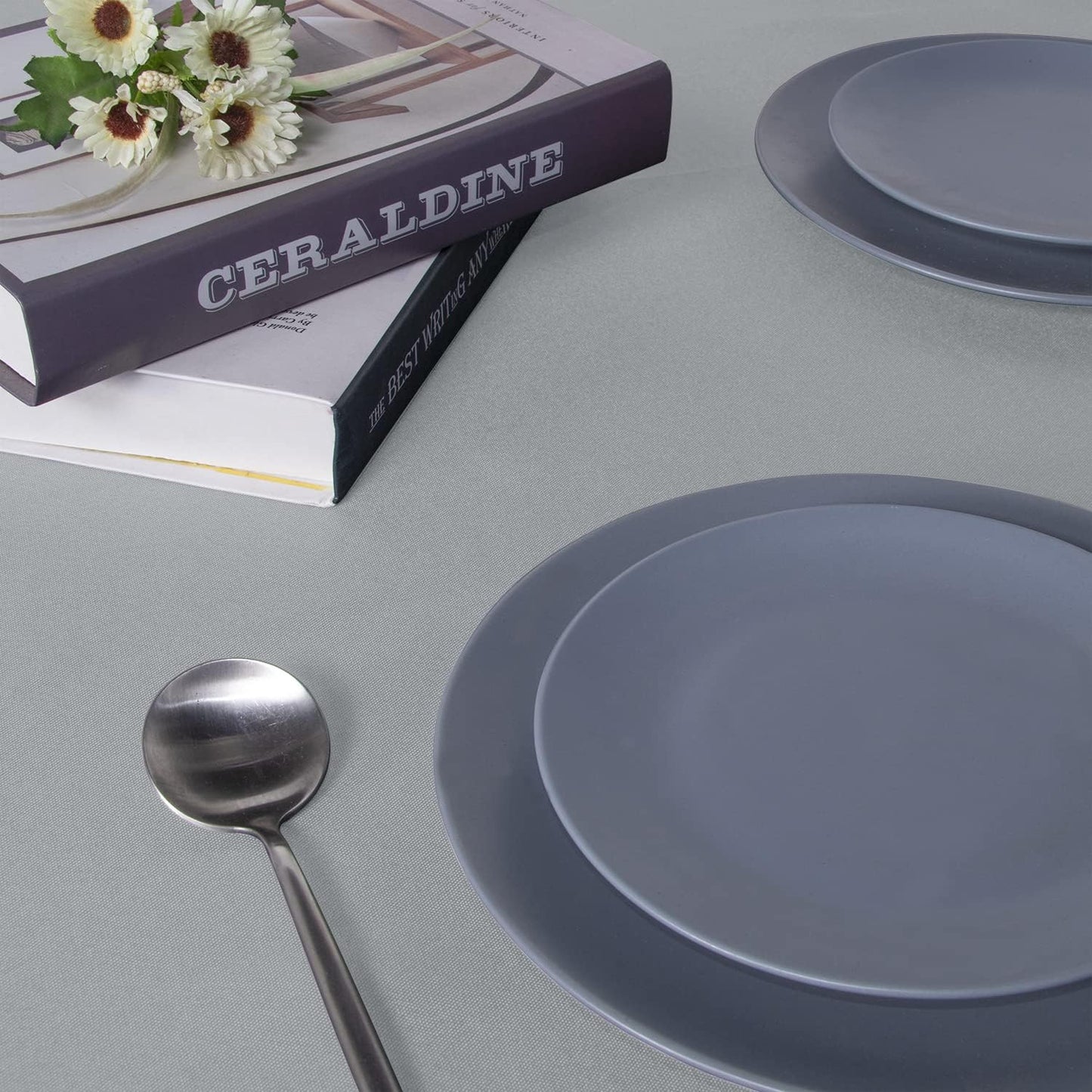 sancua Square Tablecloth - 60 x 60 Inch - Stain and Wrinkle Resistant Washable Polyester Table Cloth, Decorative Fabric Table Cover for Dining Tables, Buffet Parties and Camping, Silver Grey